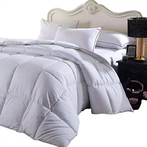 Soft and Fluffy, Overfilled Dobby Down Alternative Comforter, King/California-King Size, Checkered White, 100% Cotton Shell 300 TC - 100 OZ Fill - Duvet Insert