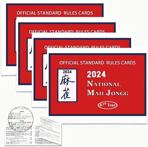 TUSIIPAW 2024 Mahjong Cards, National Mah Jongg 2024 Large Size Card - Mah Jongg Cards - Official Hands and Rules - 4 Pcs