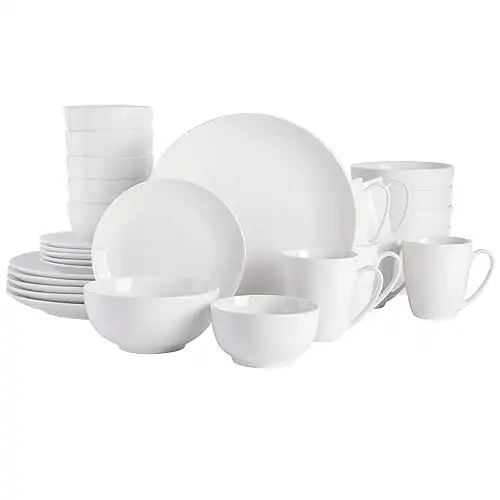 Gibson Home Zen Buffet Dinnerware Set, Service for 6 (30pcs), White (Coupe)