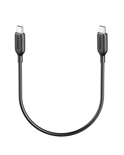 USB C Cable 60W, Anker Powerline III USB-C to USB-C Cable 2.0 (1ft), USB C Charger Cable for MacBook Pro 2020, iPad Pro 2020, Switch, Samsung Galaxy S20 Plus S9 S8 Plus, Pixel, and More （Black）