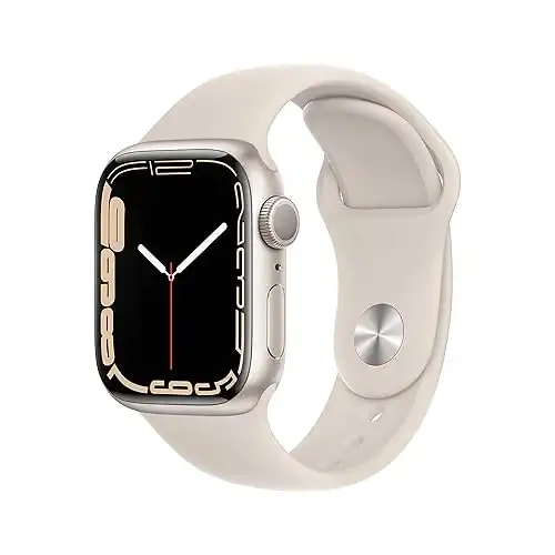 Apple Watch Series 7 [GPS 41mm] Smart Watch w/ Starlight Aluminum Case with Starlight Sport Band. Fitness Tracker, Blood Oxygen & ECG Apps, Always-On Retina Display, Water Resistant