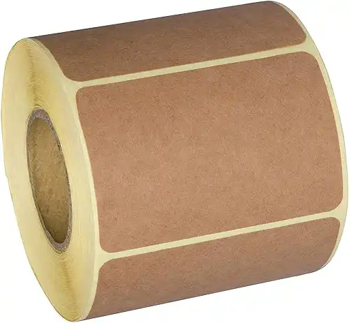 Camp Galaxy 2x3 Inch Natural Brown Kraft Stickers (350 Per Roll) - Rectangular Blank Stickers for Store Owners, Crafts, Organizing, Jar and Canning Labels, Price Tags